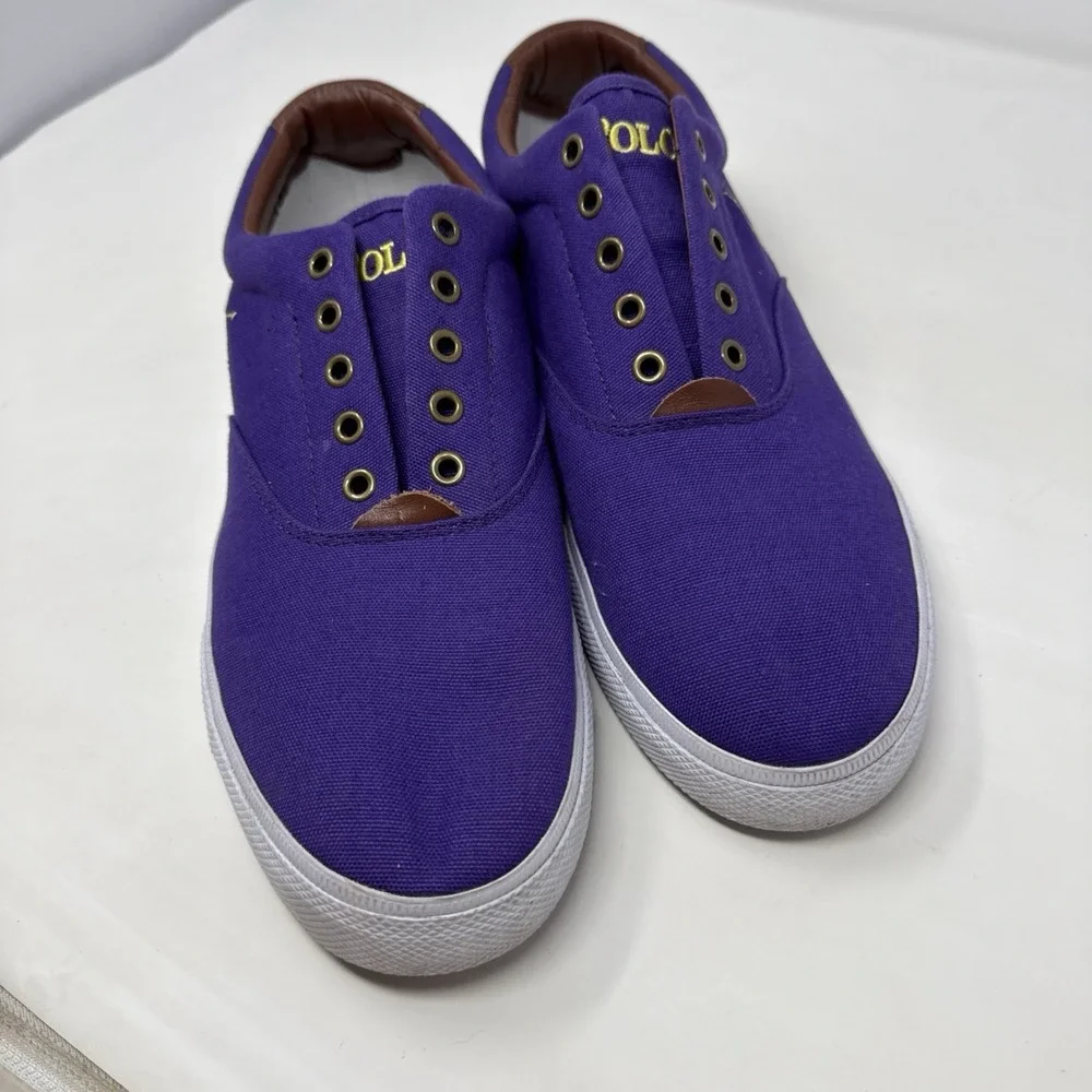 Men's Polo Ralph Lauren Purple Canvas Laceless Boat Shoes Size 13 D